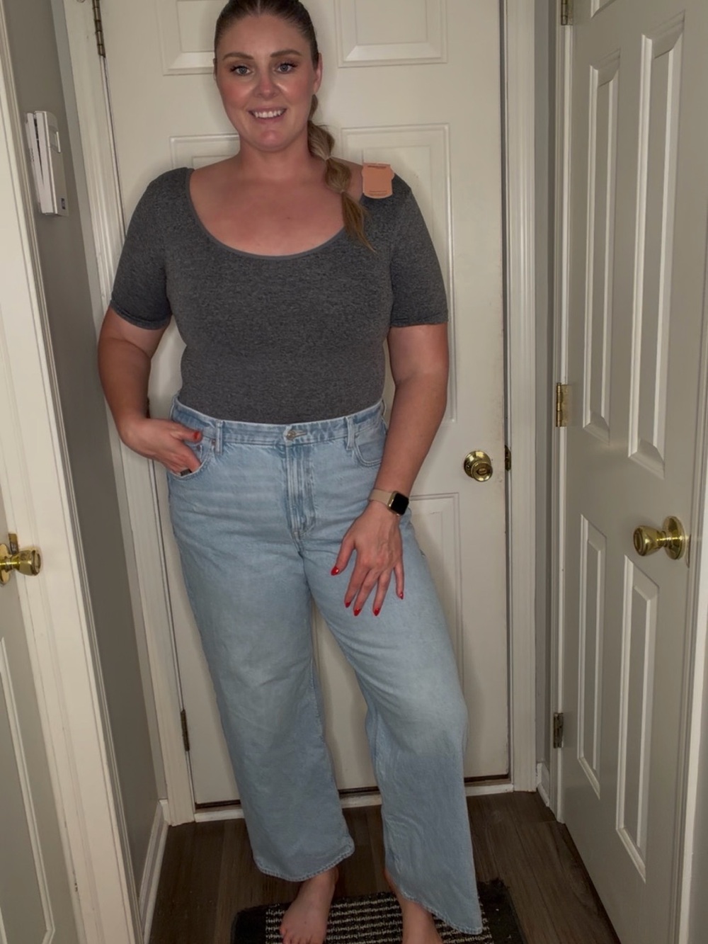American Eagle Outfitters Light Blue Straight-Leg Jeans